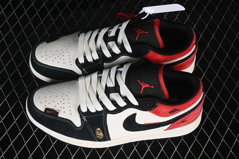 All categories Air Jordan Jordan series basketball shoes Air Jordan 1 Low high-end customized low-top sneakers Air Jordan 1 Low AJ1 Joe 1 Year of the Horse limited edition beige, black and red color high-end customized low-top retro basketball shoes MZ9588-840